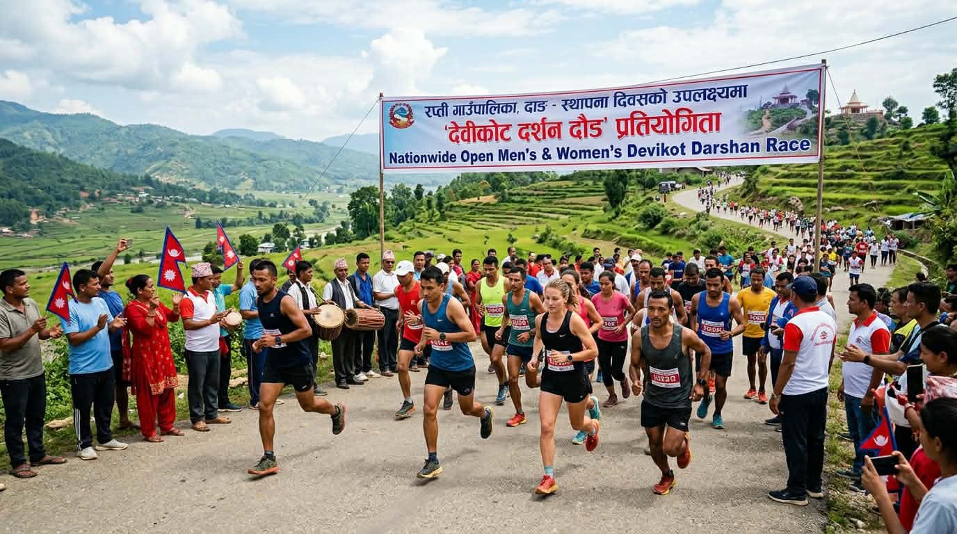 देवीकोट दर्शन दौड प्रतियोगिताको सम्पूर्ण तयारी पूरा: तीन सय बढी खेलाडीले प्रतिस्पर्धा गर्दै